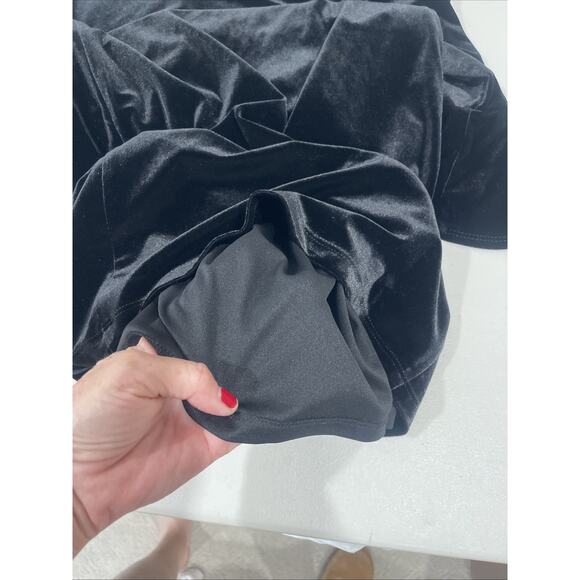 Ralph Lauren Womens Sz 4 Black Velvet Dress Knee Length Event Stretch Lined Bell - Picture 5 of 10